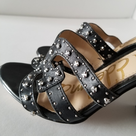 Sam Edelman Sandals Womens Size 6.5 Black Studded Yasha Block Heel - Picture 6 of 9